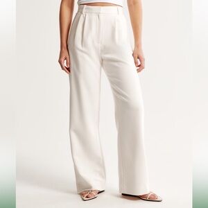A&F Sloane Tailored Wide Leg Pant Curve Love in White